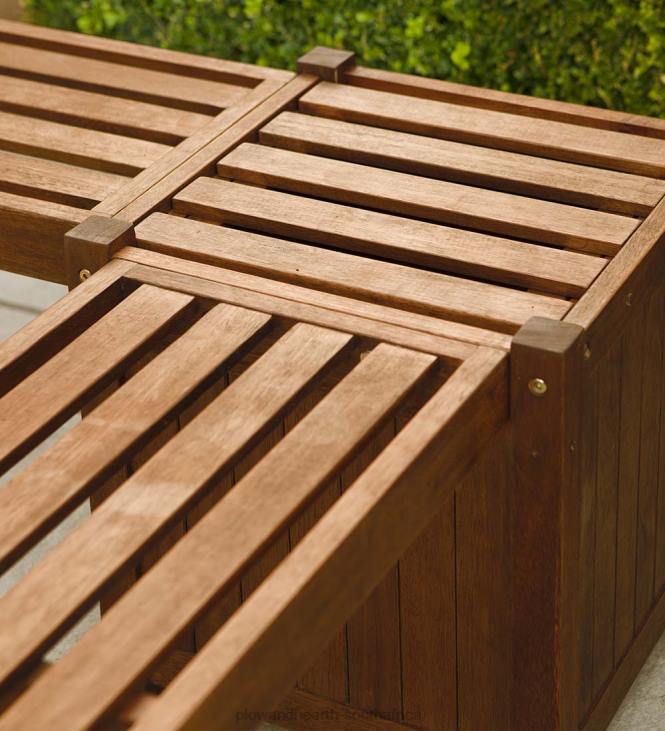 Yard & Garden Plow & Hearth Outdoor Eucalyptus Configurable Privacy Screen Trellises, Planter/Seat and Bench NFLB655