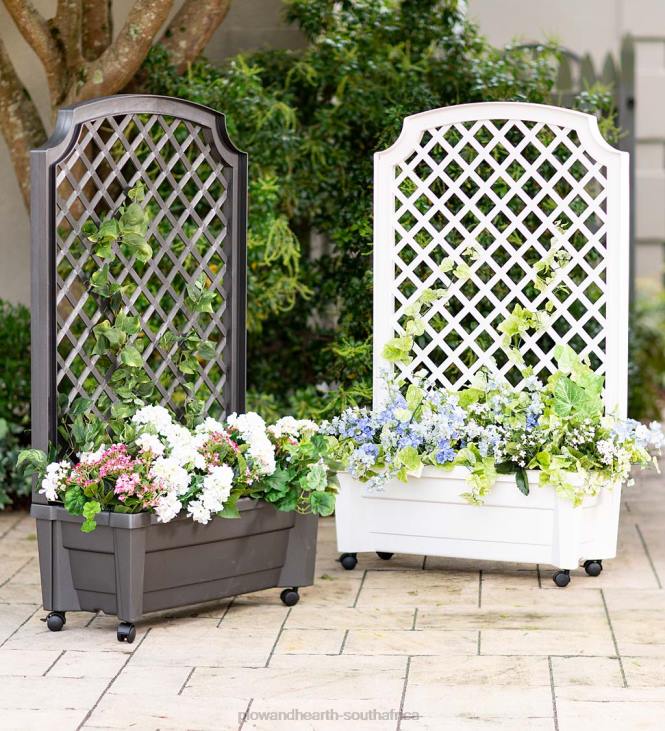 Yard & Garden Plow & Hearth Planter With Trellis And Self-Watering Reservoir - White NFLB657