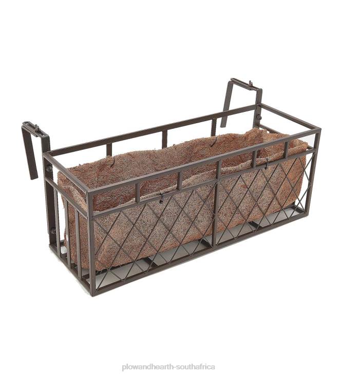Yard & Garden Plow & Hearth Wrought Iron Railing Planter with Coco Fiber Liner NFLB1001