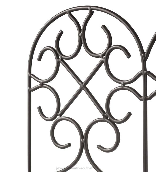 Yard & Garden Plow & Hearth Scrollwork Wrought Iron Edging with Ground Stakes and Gunmetal Finish NFLB670