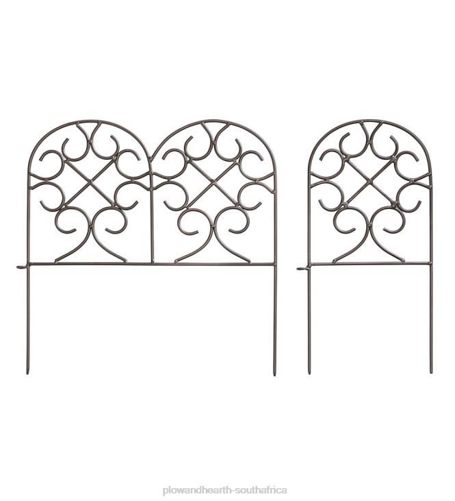 Yard & Garden Plow & Hearth Scrollwork Wrought Iron Edging with Ground Stakes and Gunmetal Finish NFLB670