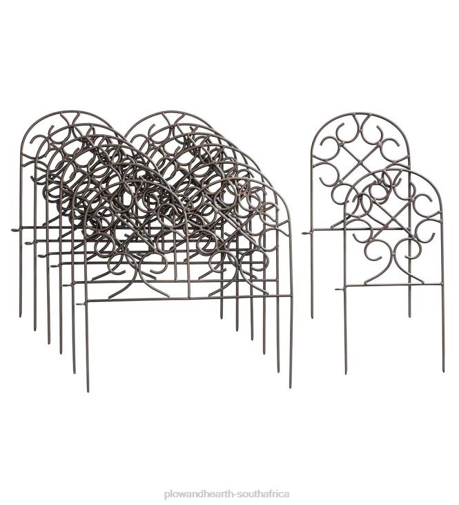 Yard & Garden Plow & Hearth Scrollwork Wrought Iron Edging with Ground Stakes and Gunmetal Finish NFLB670