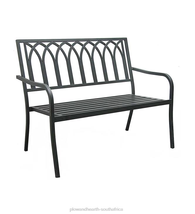 Yard & Garden Plow & Hearth Cathedral Metal Garden Bench - Black NFLB686