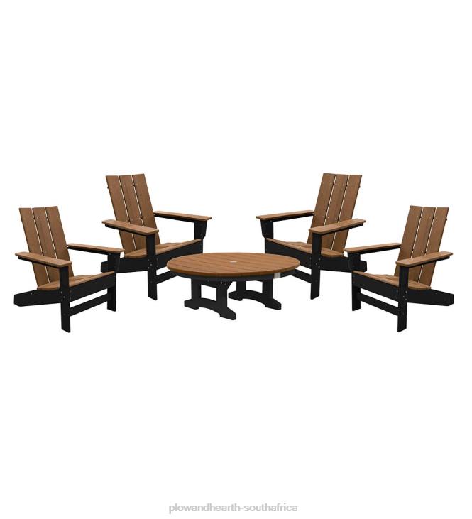 Yard & Garden Plow & Hearth May River Outdoor Seating 5-Piece Conversation Set - Coastal Gray/White NFLB680