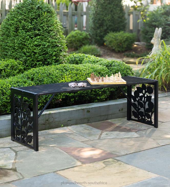 Yard & Garden Plow & Hearth Metal Sunflower Backless Straight Garden Bench - Black NFLB676