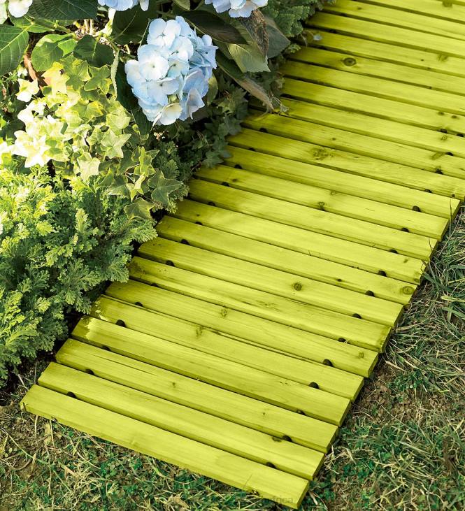 Yard & Garden Plow & Hearth 6' Mossy Green Portable Roll-Out Straight Hardwood Pathway NFLB689