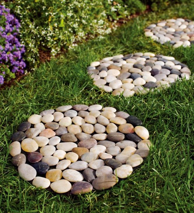 Yard & Garden Plow & Hearth Natural River Rock Stepping Stones with Flexible PVC Backing, Set of 3 NFLB688