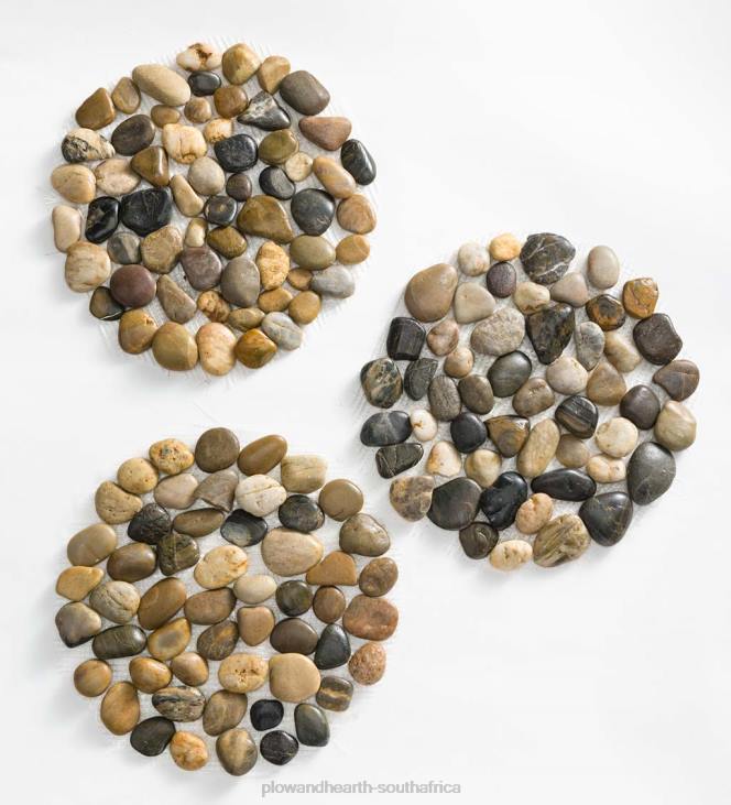 Yard & Garden Plow & Hearth Natural River Rock Stepping Stones with Flexible PVC Backing, Set of 3 NFLB688